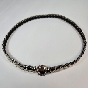 Womens Silver Tone Metal Stretch Belt With Round Medallions SM